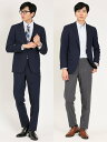 【SALE/37%OFF】TAKA-Q ウール混ストレッチ レギュラーフィット 2ボタン2パンツスーツ 無地紺 セットアップ ジャケット 伸びる ビジネス メン...
