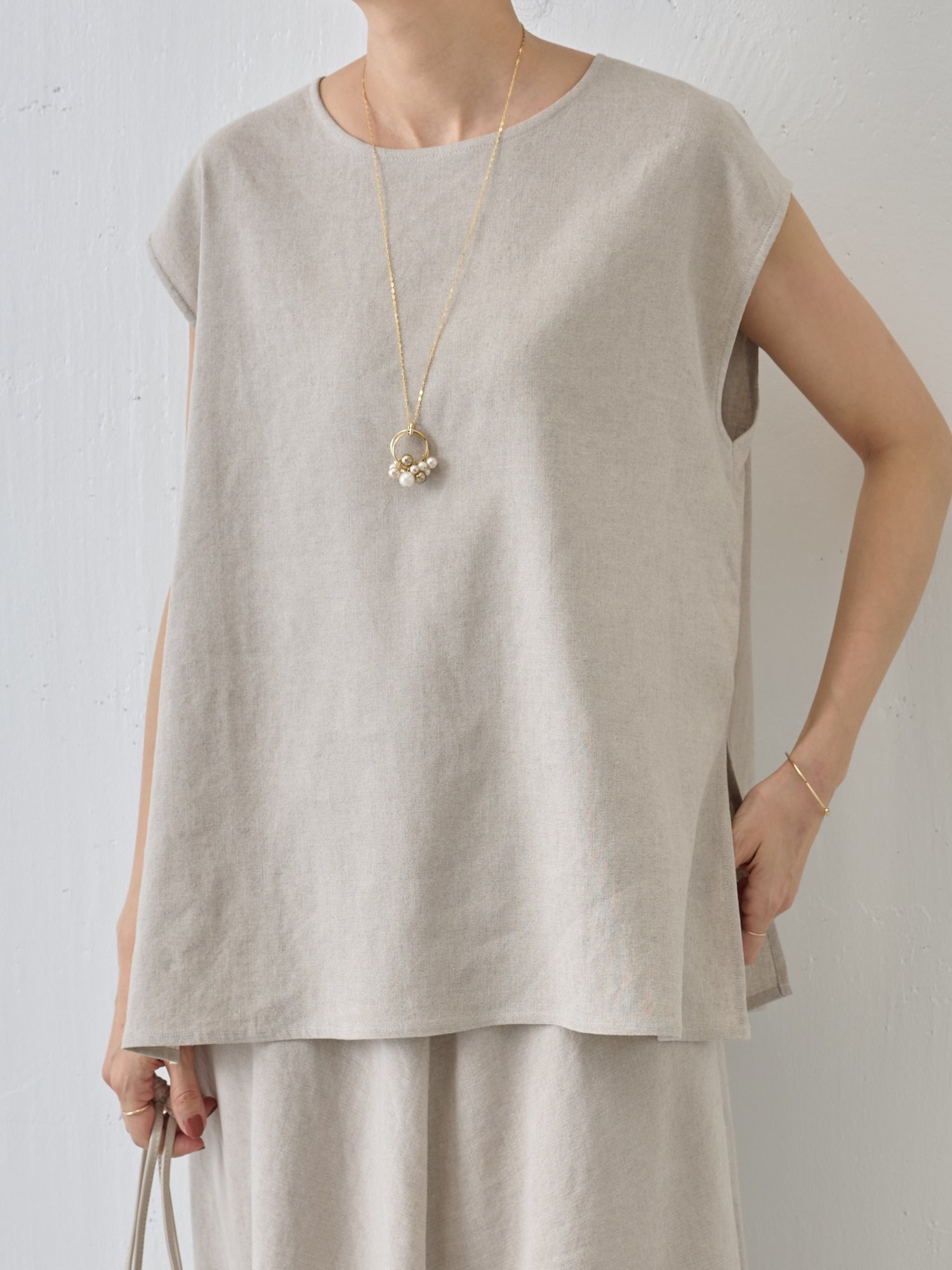 BEARDSLEY 《セットアップもおすすめ》リネンブラウス ビアズリー トップス シャツ・ブラウス ベージュ ブラック【送料無料】のサムネイル