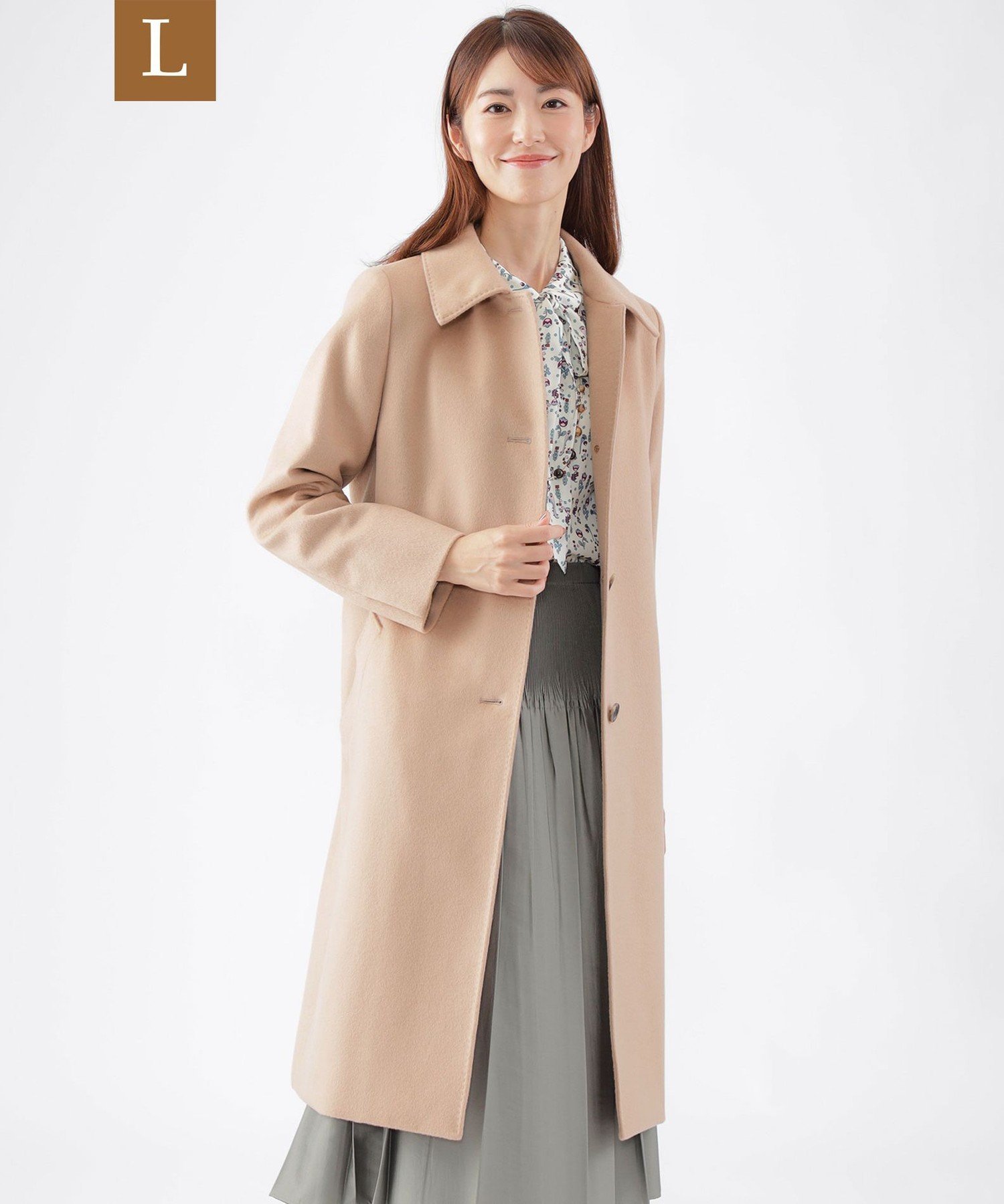 【SALE/29%OFF】TRANS WORK 【L】ウールカシミヤビーバーステンカラーコート サンヨー エルサイズ ジャケット・アウター ステンカラーコート ブラウン ブラック【送料無料】