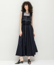 AULA AILA CAMISOLE LAYERED DENIM JUMPER SKIRT アウラアイラ ワンピース・ドレス ジャンパースカート ホワイト ネイ...