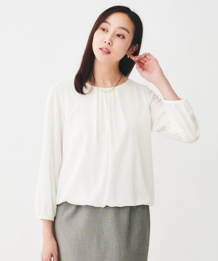 【SALE／10%OFF】UNTITLED 【通勤スーツ/オフィス/フォーマル】パウダリーブラウス アンタイトル トップス シャツ・ブラウス グレー ブラック ブルー ピンク ホワイト【送料無料】