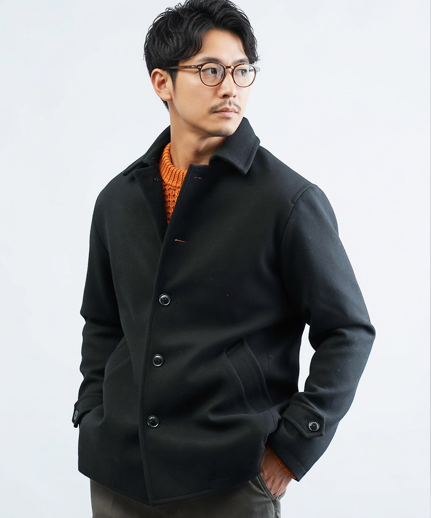 JIGGYS SHOP SELECT テックメルトン素材 シングルPコート 25AW ジギーズショップ ジャケット・アウター ピーコート グレー ネイビー ブラ...