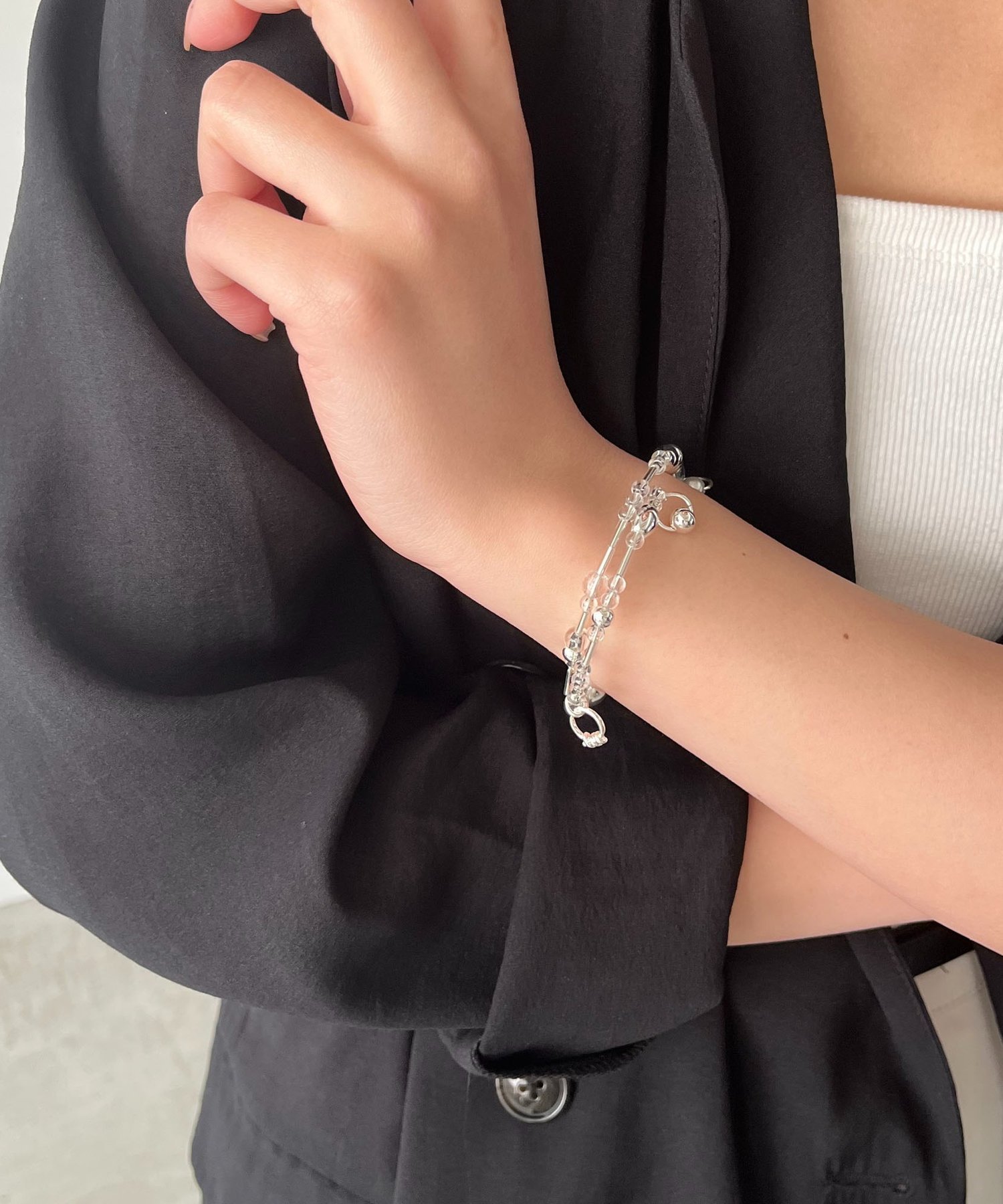 CAPRICIEUX LE'MAGE ＜GOLDY/ゴールディ＞クリアビーズブレス カプリシュ　レマージュ アクセサリー・腕時計 ブレスレット・バングル シルバー ゴールド