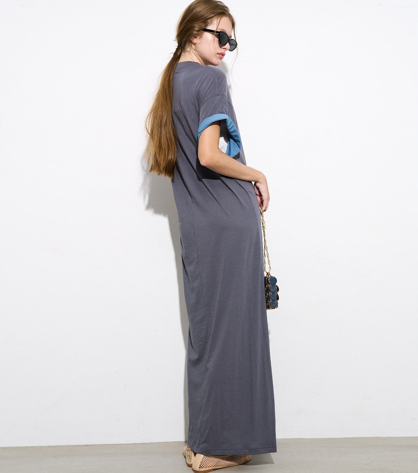 LE CIEL BLEU マキシTシャツドレス / Maxi T-Shirt Dress ルシェルブルー ワンピース・ドレス ワンピース グレー ブラック