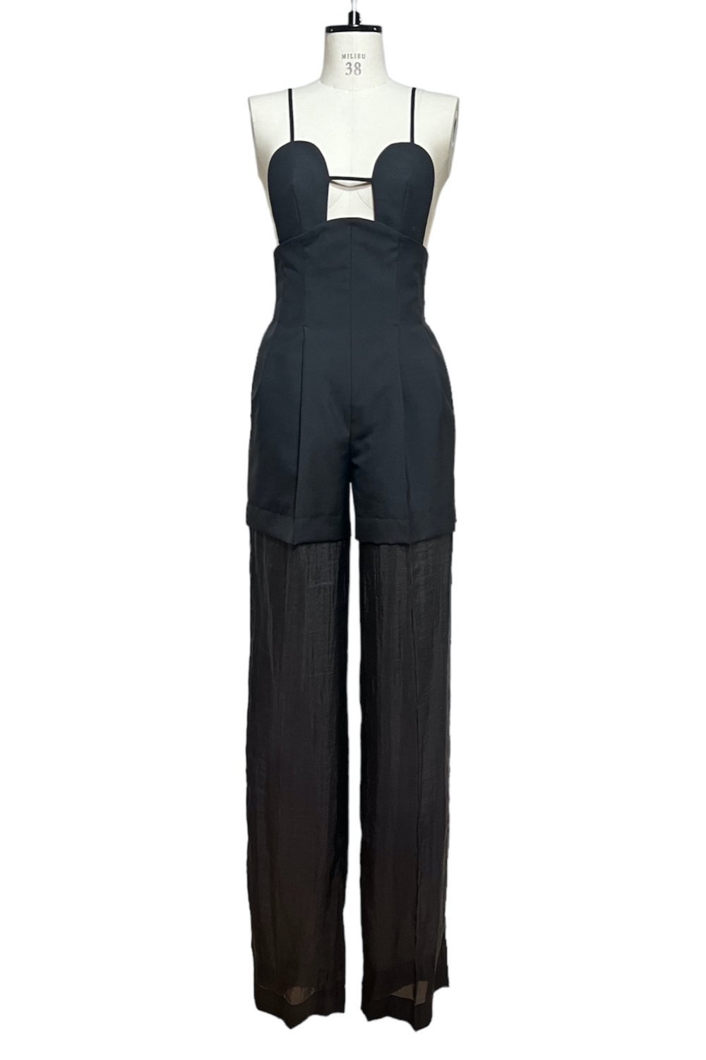 FETICO ORGANZA PANELED 2WAY BRA JUMPSUIT フェティコ オールインワン・オーバーオール その他のオールインワン・オーバーオール ブラック グレー【送料無料】