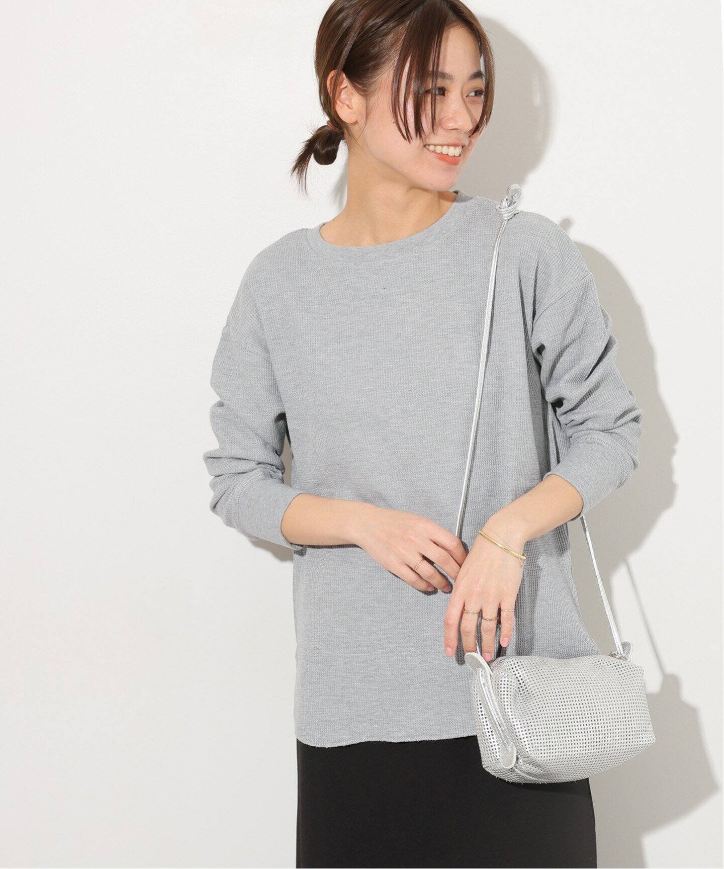 JOURNAL STANDARD relume 《追加7》TCワッフルロングスリーブTシャツ ジャーナル スタンダード レリューム トップス カットソー Tシャツ グレー ピンク