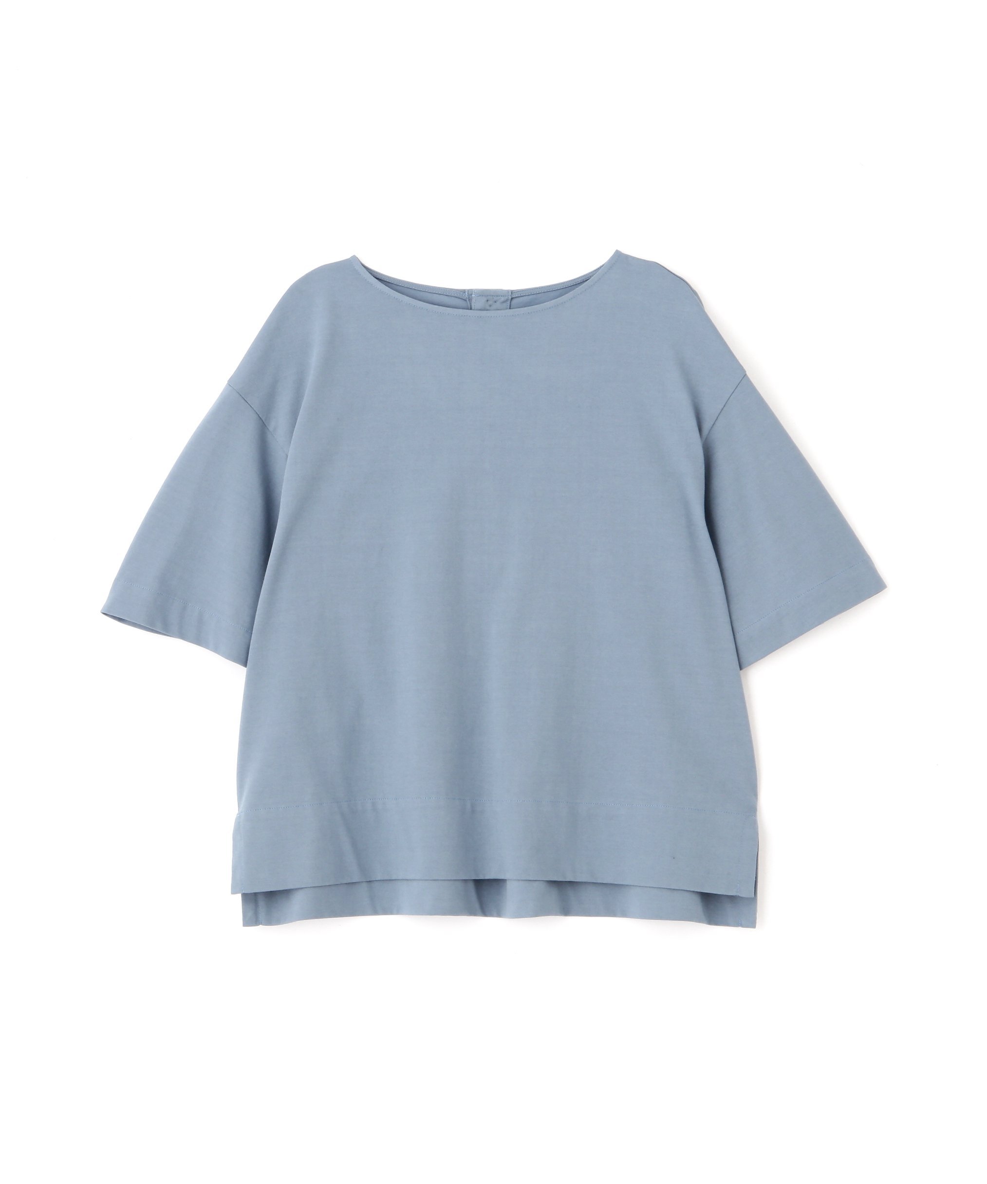 human woman ◆プレーティング天竺タックスリーブボートネックプルオーバー ヒューマン ウーマン トップス カットソー・Tシャツ ブルー グレー