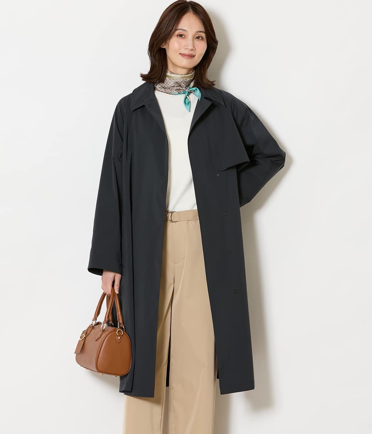 NEWYORKER WOMEN 【ウォッシャブル】タスランタイプライター ステンカラートレンチコート ニューヨーカー ジャケット・アウター トレンチコート ネイビー ベージュ