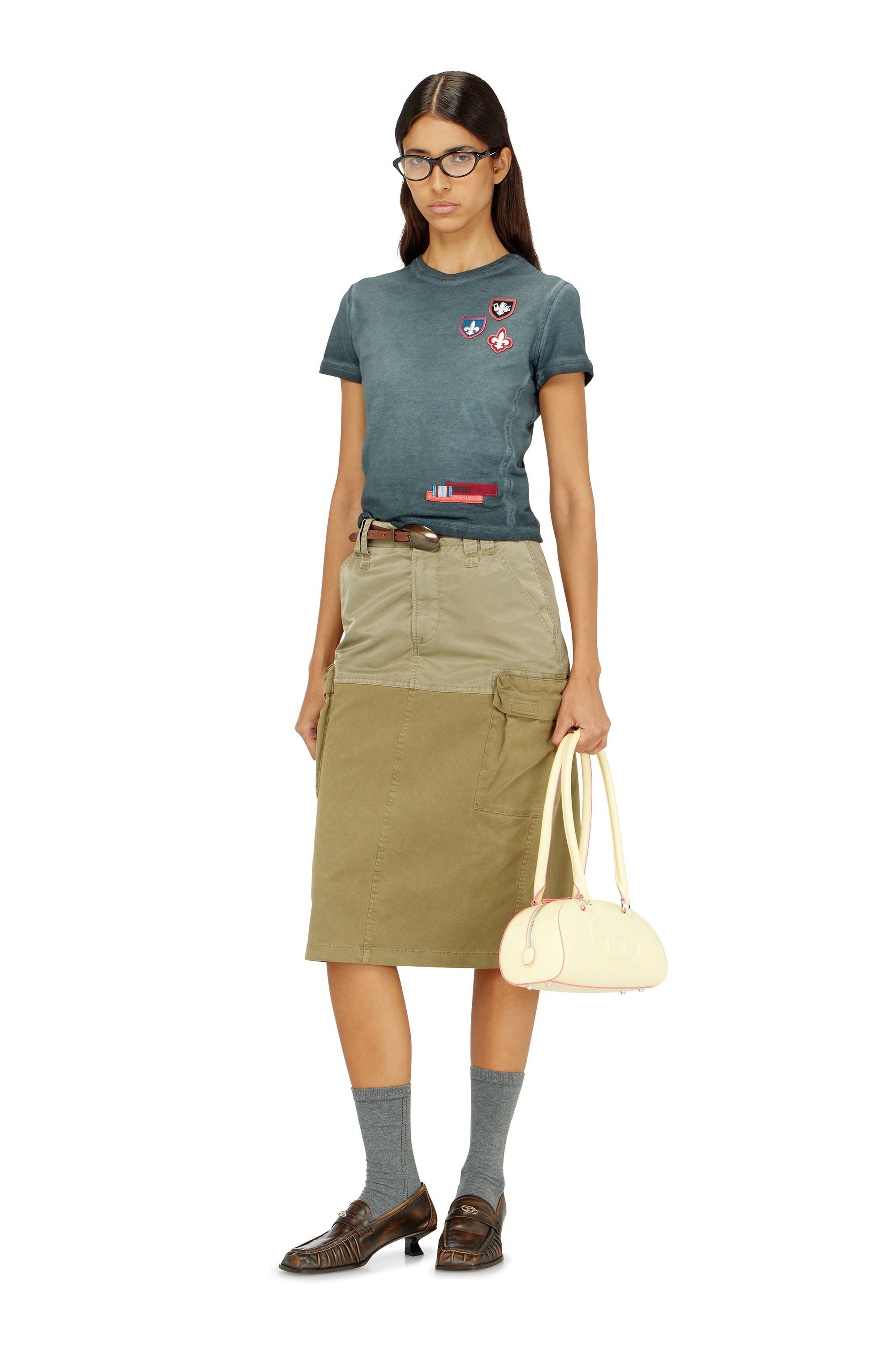 ウィメンズ Tシャツ T-UNCUTY-WAF ディーゼル トップス カットソー・Tシャツ ピンク グレー
