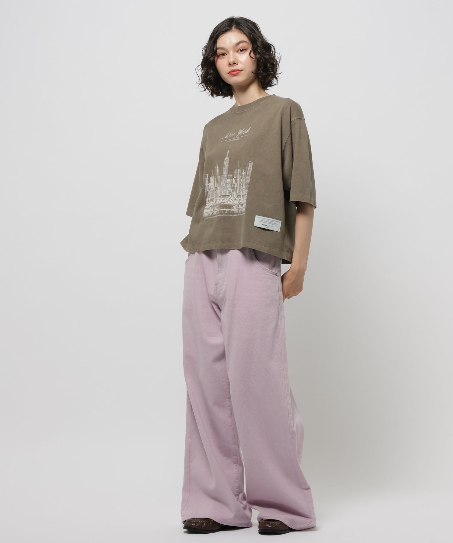 niko and ... 【WILLIAM B.ELIOTT】NYCTシャツ ニコアンド トップス カットソー・Tシャツ ブラウン ホワイト