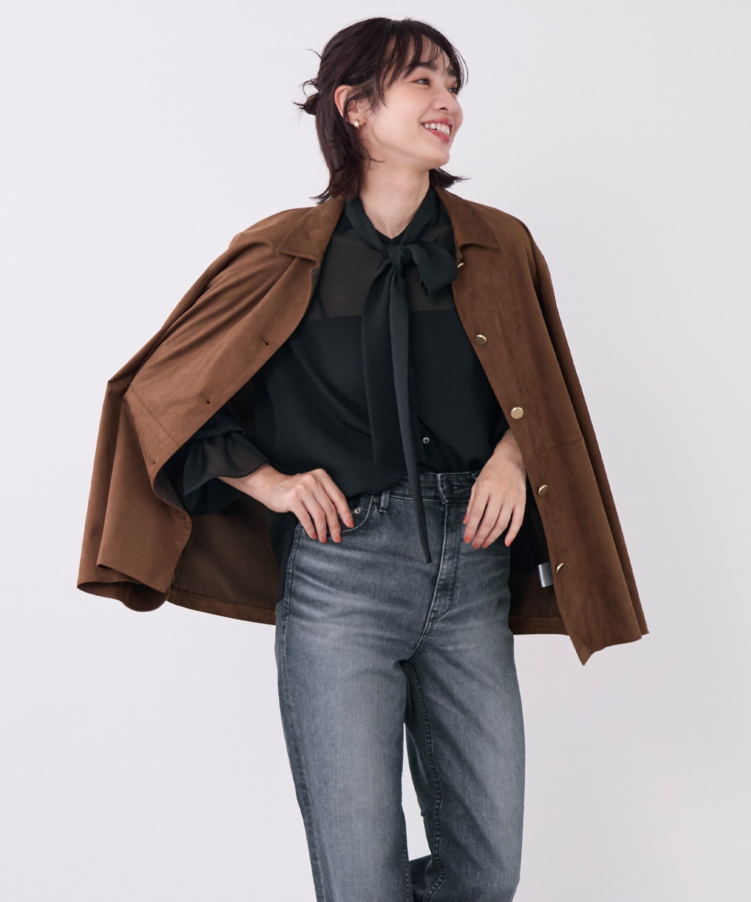 MICA&DEAL フェイクスエードシャツジャケット＜アンサンブル対応＞ マイカアンドディール ジャケット・アウター その他のジャケット・アウター ベージュ ブラウン