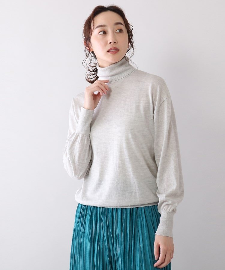 【SALE／50%OFF】UNTITLED 【Oggi.jp掲載】シルク混 タートルネックニット＜洗える/一枚着からインナーとしても＞ アンタイトル トップス ニット グレー イエロー【送料無料】