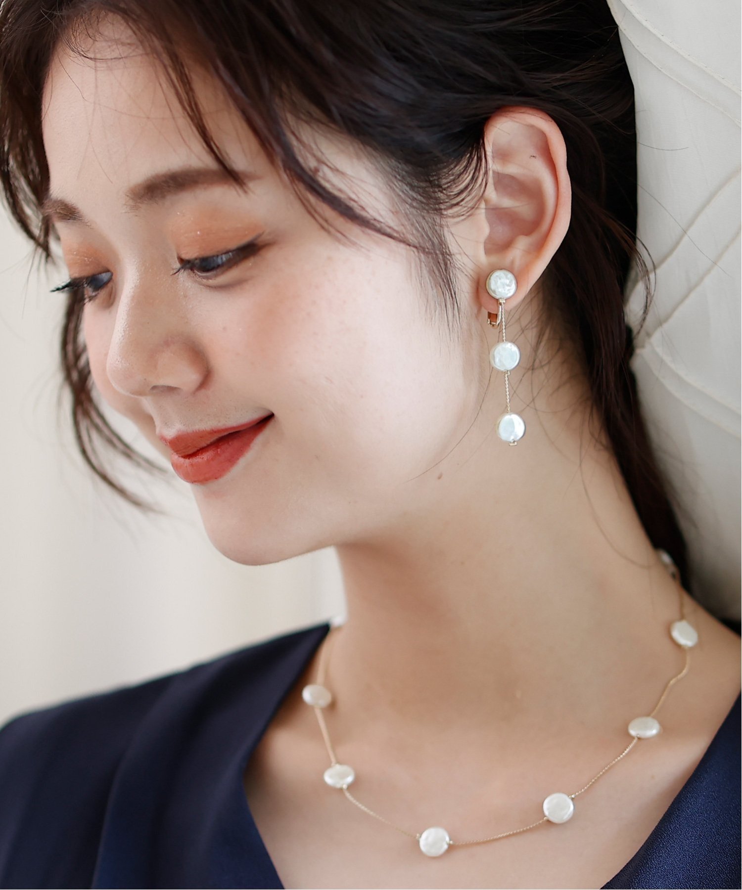 PourVous フラットパールイヤリング&ピアス プールヴー アクセサリー・腕時計 ピアス ゴールド【送料無..