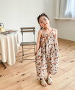 【SALE／10%OFF】aimoha KIDS 【aimoha-KIDS-】韓国子供服 プリント7分丈サロペット アイモハ オールインワン・オーバーオール オーバーオール・サロペット ベージュ グレー