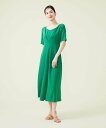 Sybilla 【SYBILLA DRESS】タックデザインフレアドレス シビラ ワンピース・ドレス ドレス ネイビー グリーン【送料無料】