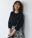 自由区 S 【カタログ掲載・洗える】ハイツイストコットンアセテート異素材コンビ トップス ジユウク トップス ニット ブラック ネイビー【送料無料】(4)