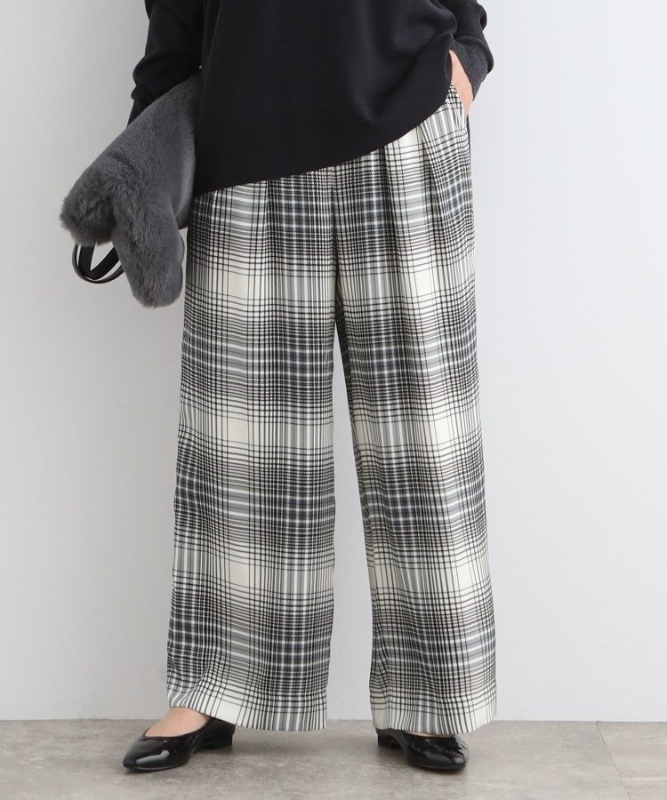 【SALE／50%OFF】INDIVI 【洗える/ウエストゴム】グラデーションチェックパンツ インディヴィ パンツ その他のパンツ ブラウン ホワイト【送料無料】のサムネイル