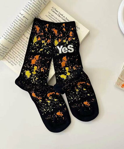 【SALE/10%OFF】aimoha - select - 【MOSOX】YESペイントスプラッシュデザインリブクルーソックス アイモハ 靴下・レッグウェア 靴下 ホワイト ブラック 【SALE/10%OFF】aimoha - select - 【MOSOX】YESペイントスプラッシュデザインリブクルーソックス アイモハ 靴下・レッグウェア 靴下 ホワイト ブラック