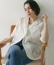 【SALE/20%OFF】Bou Jeloud シアーレース五分袖ジャケット バブ / ブージュルード ジャケット・アウター その他のジャケット・アウター ホワイト ブラック【送料無料】(4)