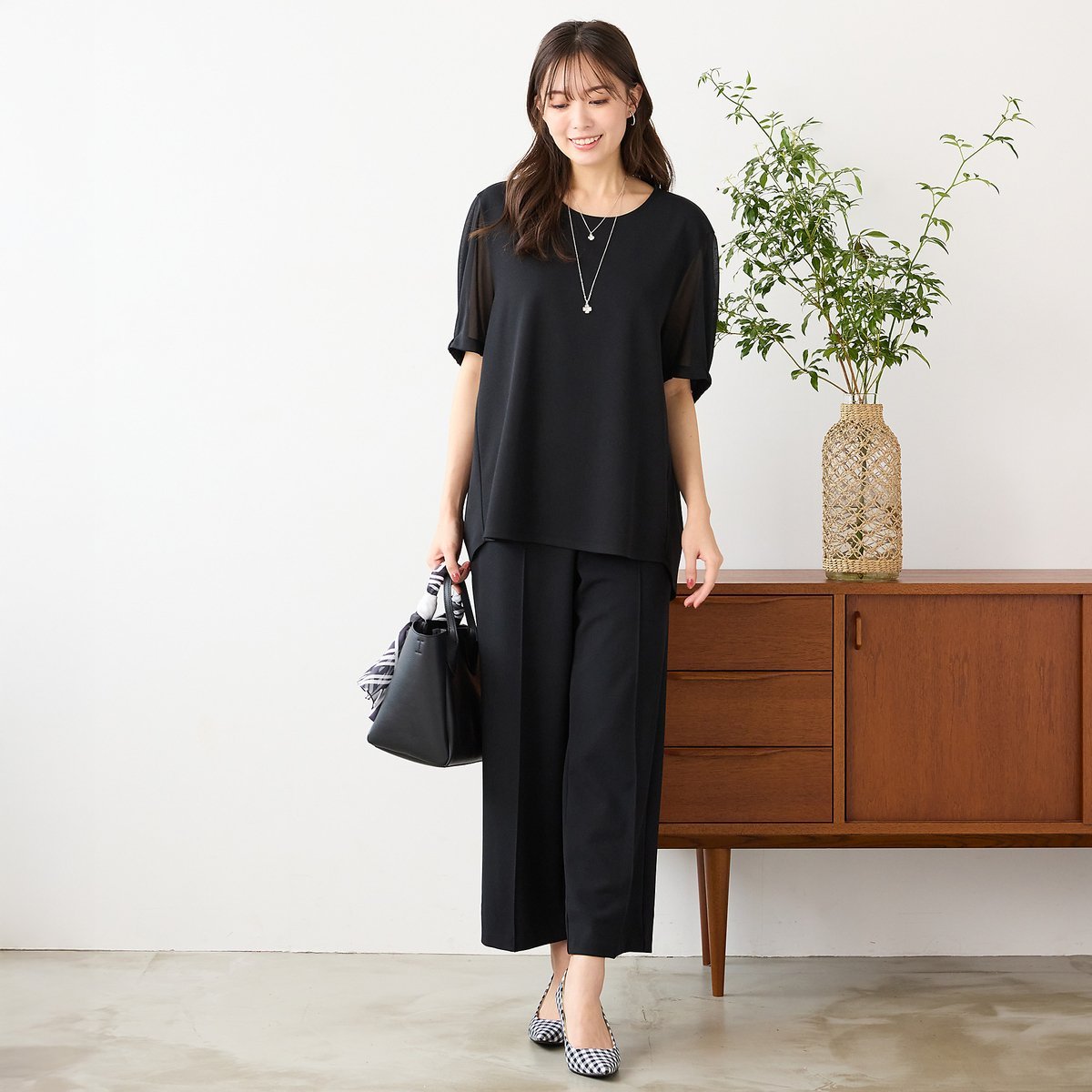 PISANO 【手洗いOK・セットアップ対応】フロントピンタックワイドパンツ ピサーノ パンツ チノパンツ ベージュ ブラック