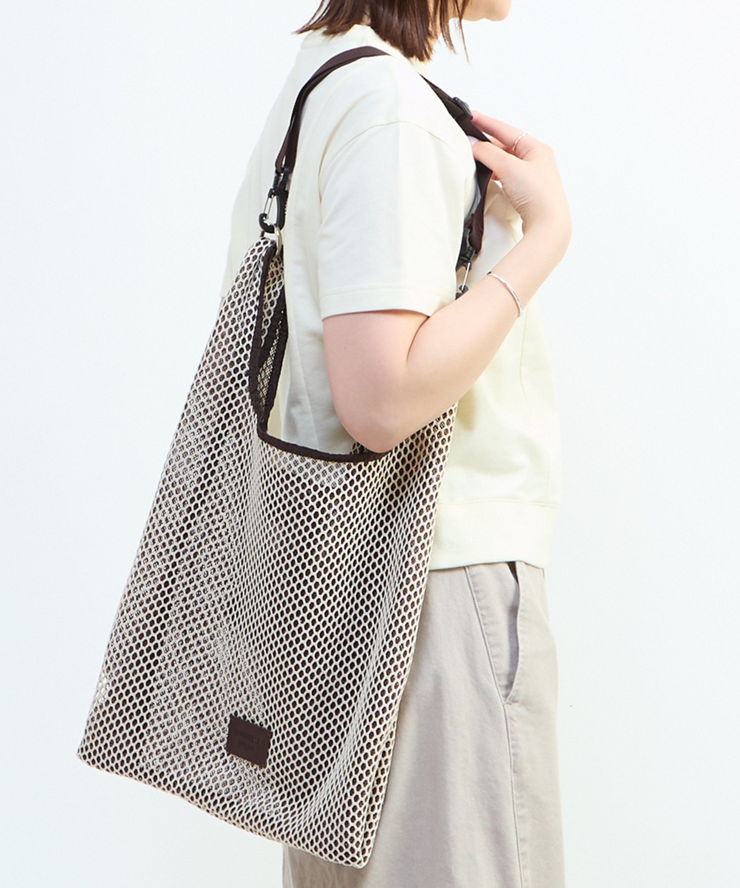 CONVERSE TOKYO 2WAY MESH SHOPPING TOTE BAG コンバーストウキョウ バッグ トートバッグ グレー ブラック ベージュ【送料無料】