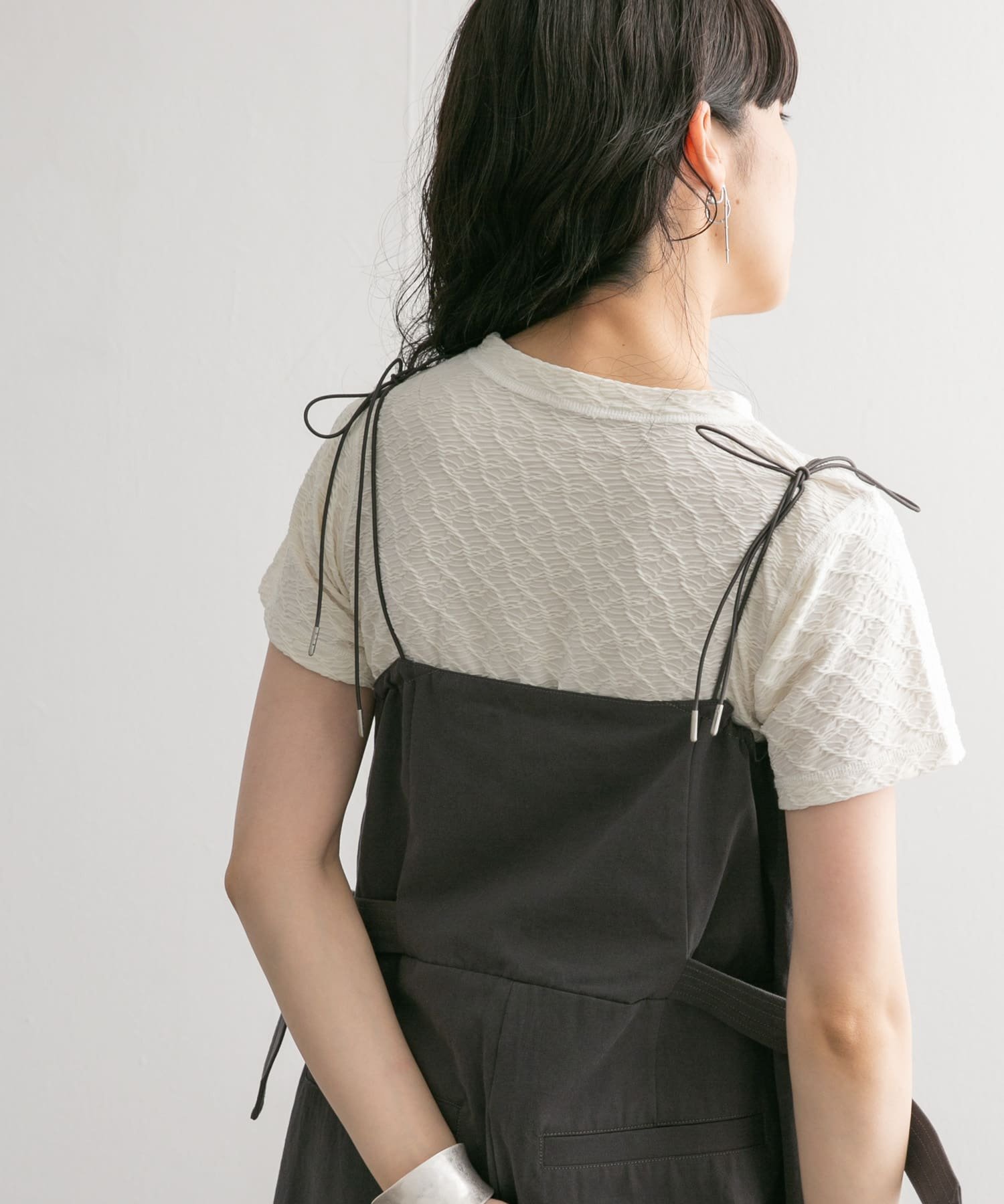 【SALE／50%OFF】KBF ステッチデザインシャーリングTEE ケービーエフ トップス カットソー・Tシャツ ブラック ホワイト グリーン(4)