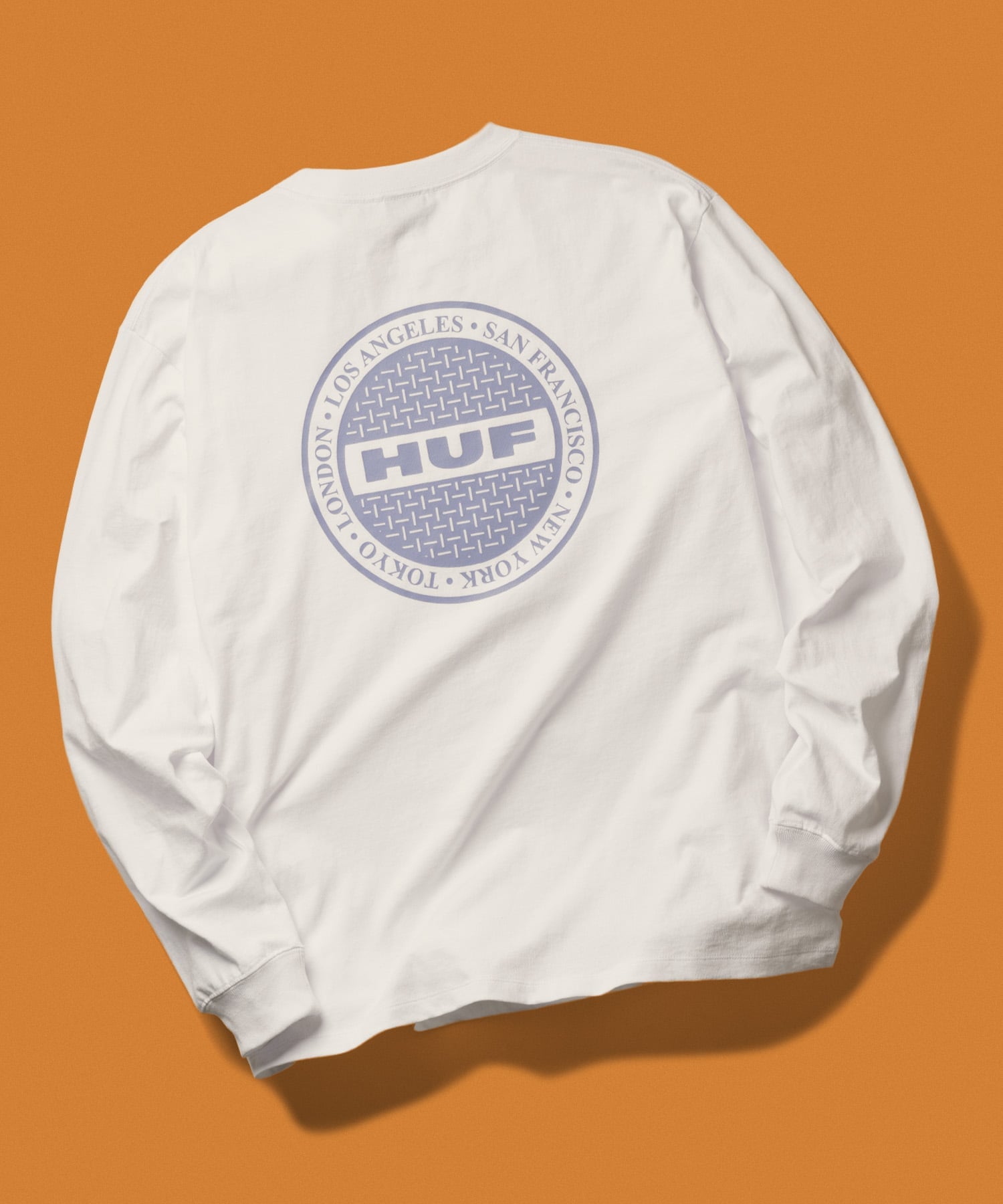 HUF 長袖Tシャツ ホワイト/ブルー　男女兼用　春　秋　冬 HUF 長袖Tシャツ ホワイト/ブルー 男女兼用 春 秋 冬