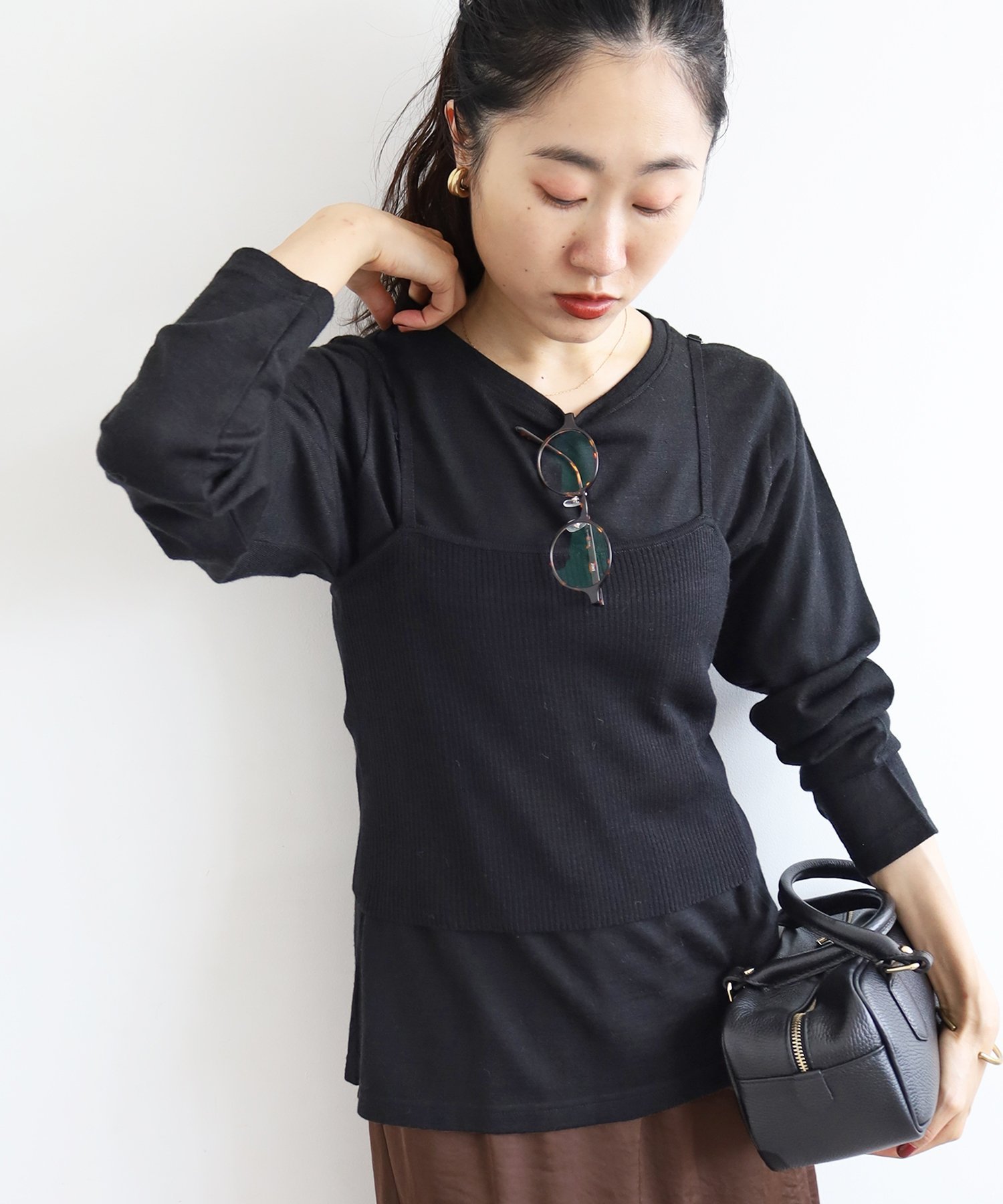 【SALE／25%OFF】le.coeur blanc 《手洗い可能》ニットプルオーバー×ビスチェセット ルクールブラン ト..