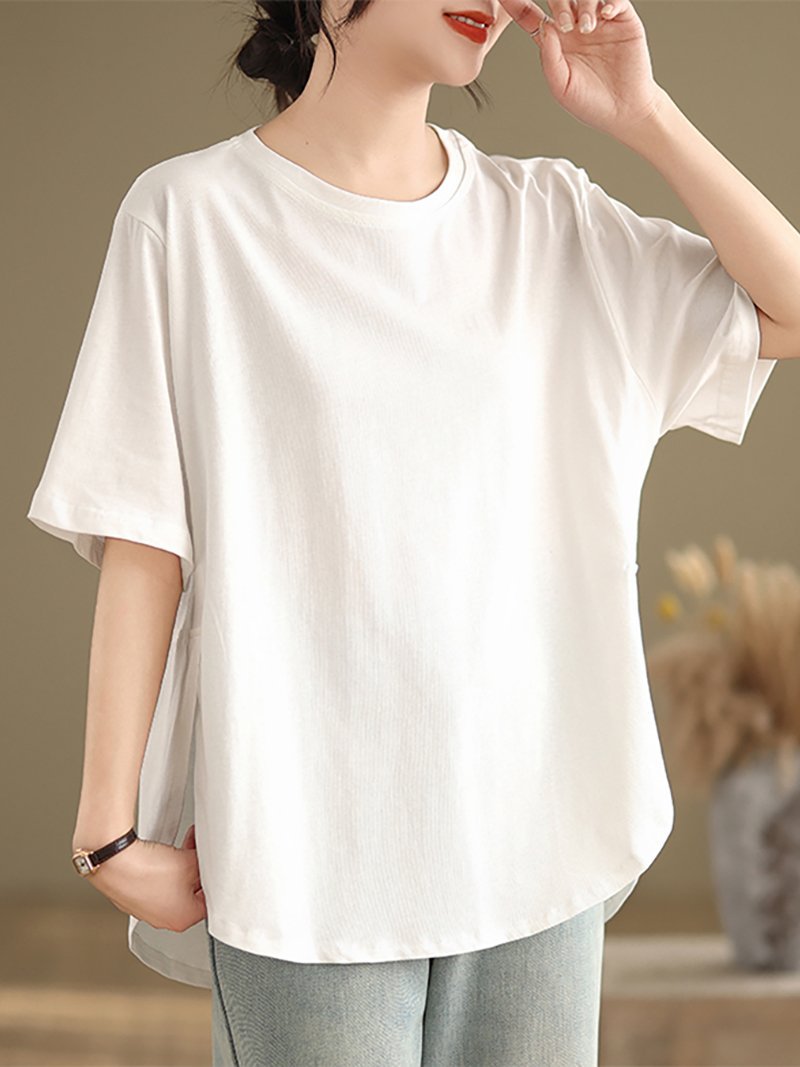 ラウンドヘムゆったりTシャツ レディース トップス ドゥー・ベル トップス カットソー・Tシャツ カーキグリーン ブラック ホワイト