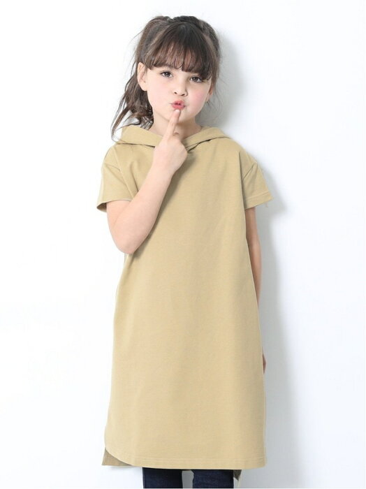 devirock パーカー半袖ワンピース 半そで デビロック 子供服 キッズ デビロック ワンピース 半袖ワンピース ベージュ パープル ブルー ブラック ブラウン グレー