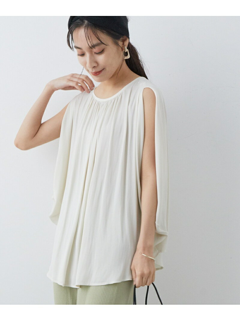 【SALE／50%OFF】SALON adam et rope' アンティークサテンバックボタンブラウス サロン アダム エ ロペ トップス シャツ・ブラウス ブラウン ホワイト オレンジ