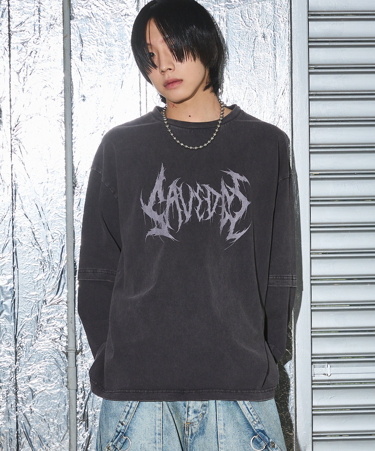 SALE10%OFFSAVEDGE METAL LOGO PIGMENT LONG SLEEVE 奢 ȥåץ åȥT ֥å ۥ磻ȡ̵