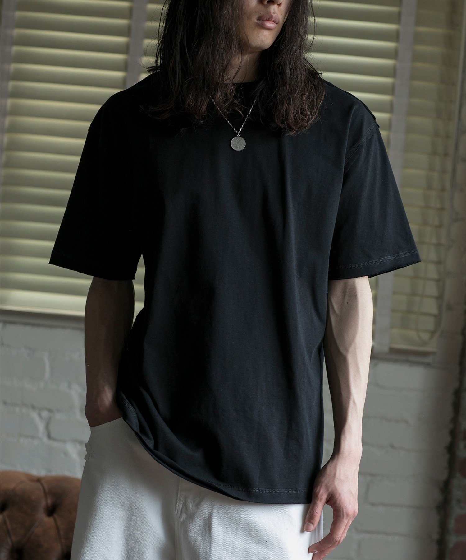 【SALE／70%OFF】aimoha MENS 【aimoha neo】QUALITY COTTON FRAYED EDGE LOOSE FIT TEE アイモハ トッ..