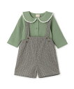 petit main 衿つきロンパース+パンツセット ナルミヤオンライン マタニティウェア・ベビー用品 ベビートップス グリーン ホワイト【送料無料】