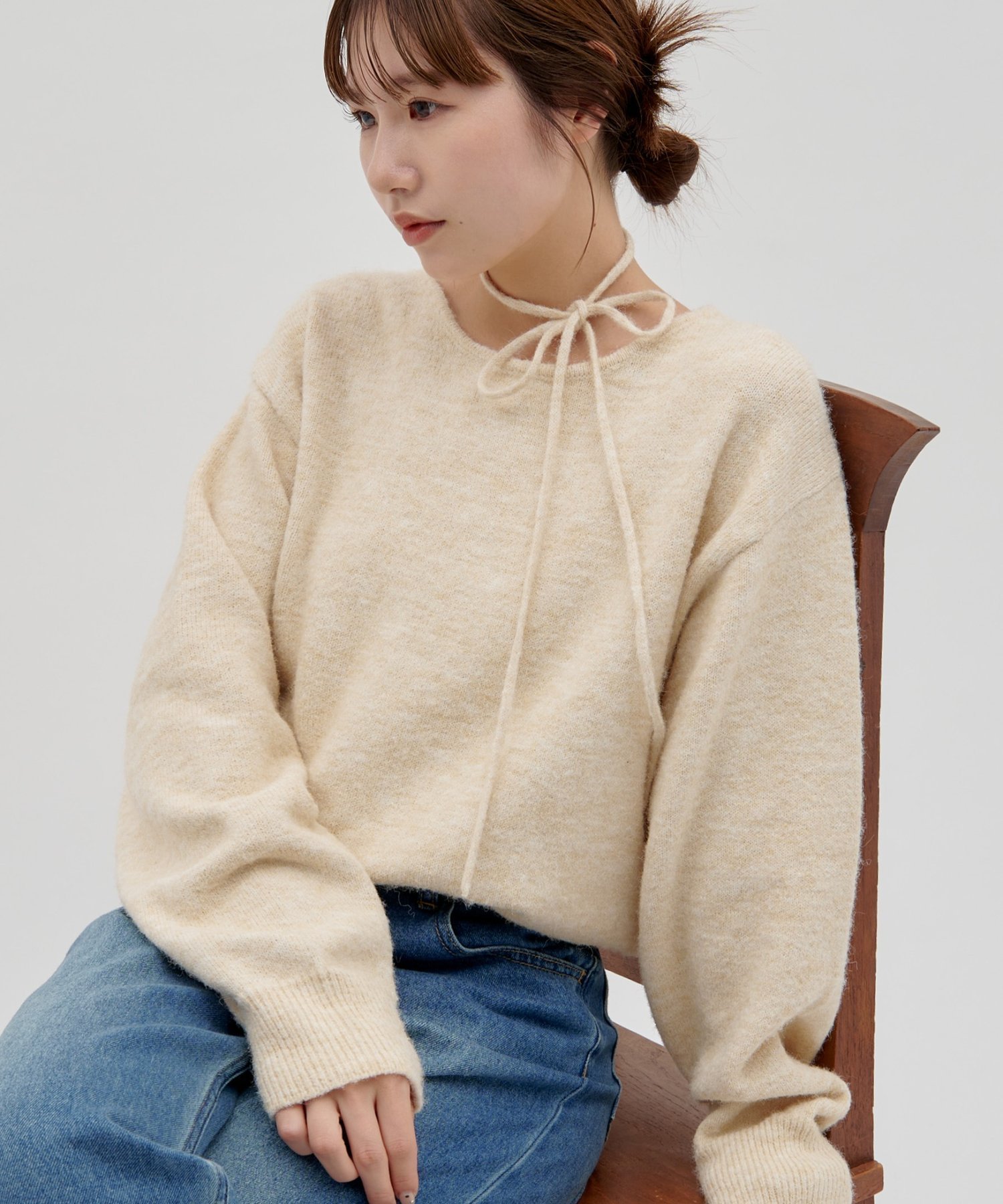 Discoat 【umm./アレンジ動画あり】チョーカープルオーバー ディスコート トップス ニット グレー ブラ..