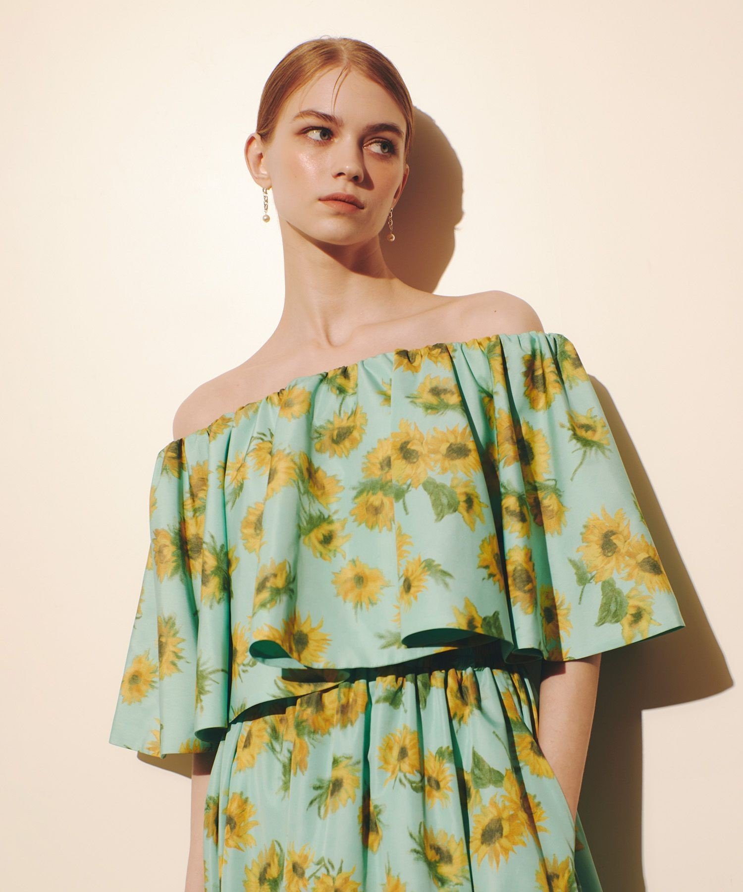 LOULOU WILLOUGHBY WEB 一部店舗限定 サンフラワープリントブラウス アルアバイル トップス シャツ・ブラウス グリーン ブラック