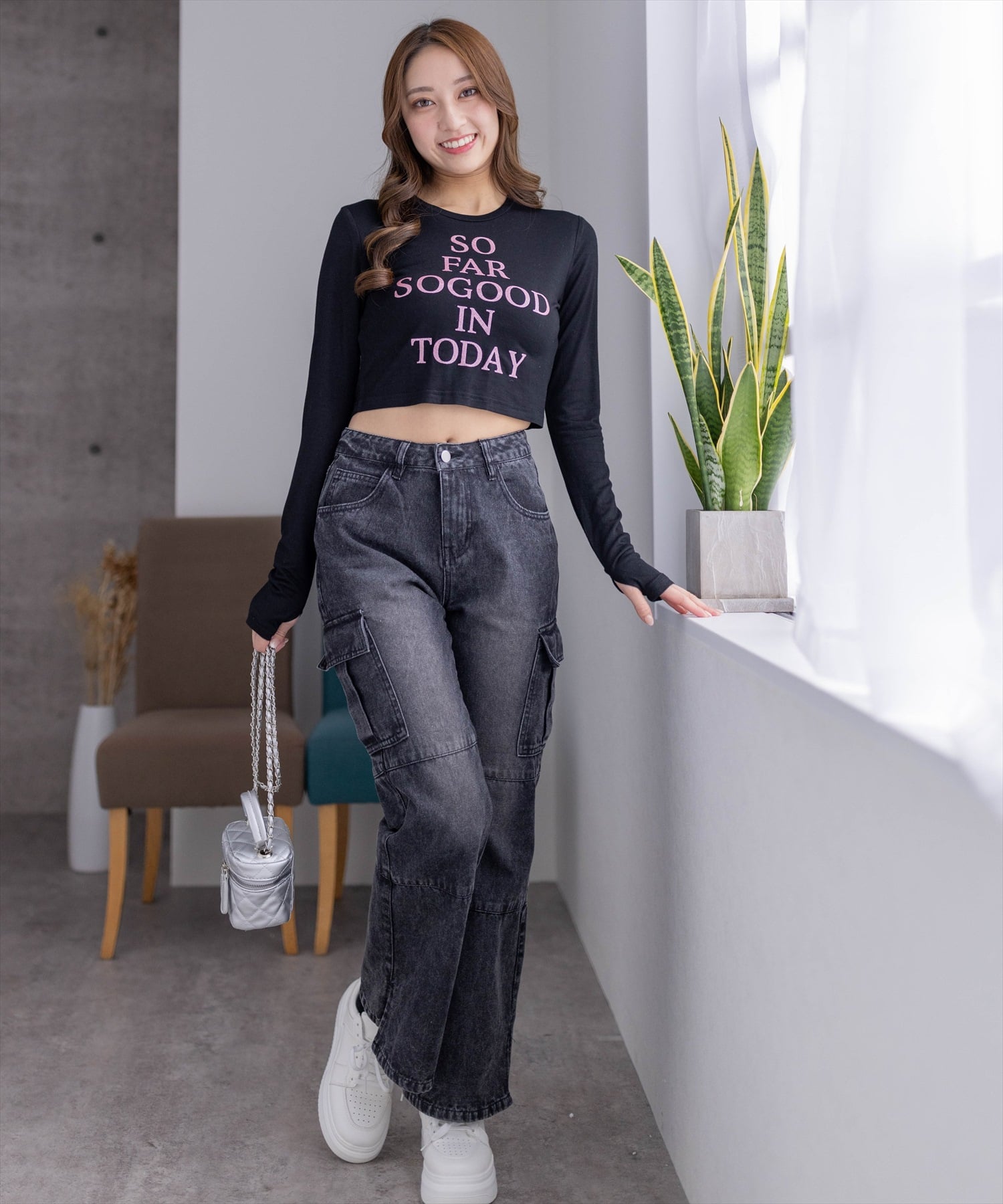 【SALE／14%OFF】clear カーゴフレアデニムパンツ クリア パンツ ジーンズ・デニムパンツ ブラック ブルー