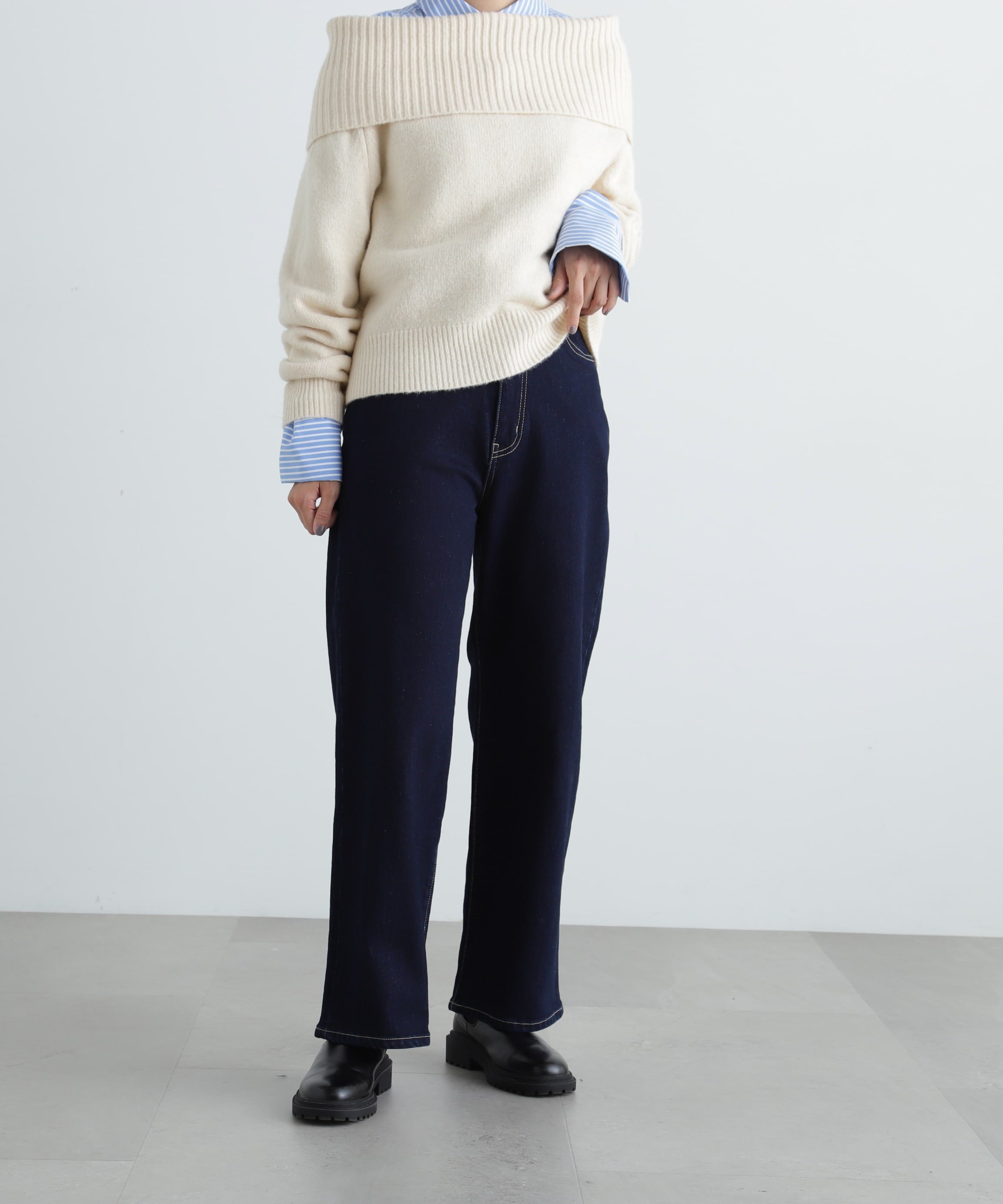 N. Natural Beauty Basic 5ポケットワイドデニムパンツ エヌ ナチュラルビューティーベーシック* パンツ その他のパンツ ネイビー ブラック ブルー