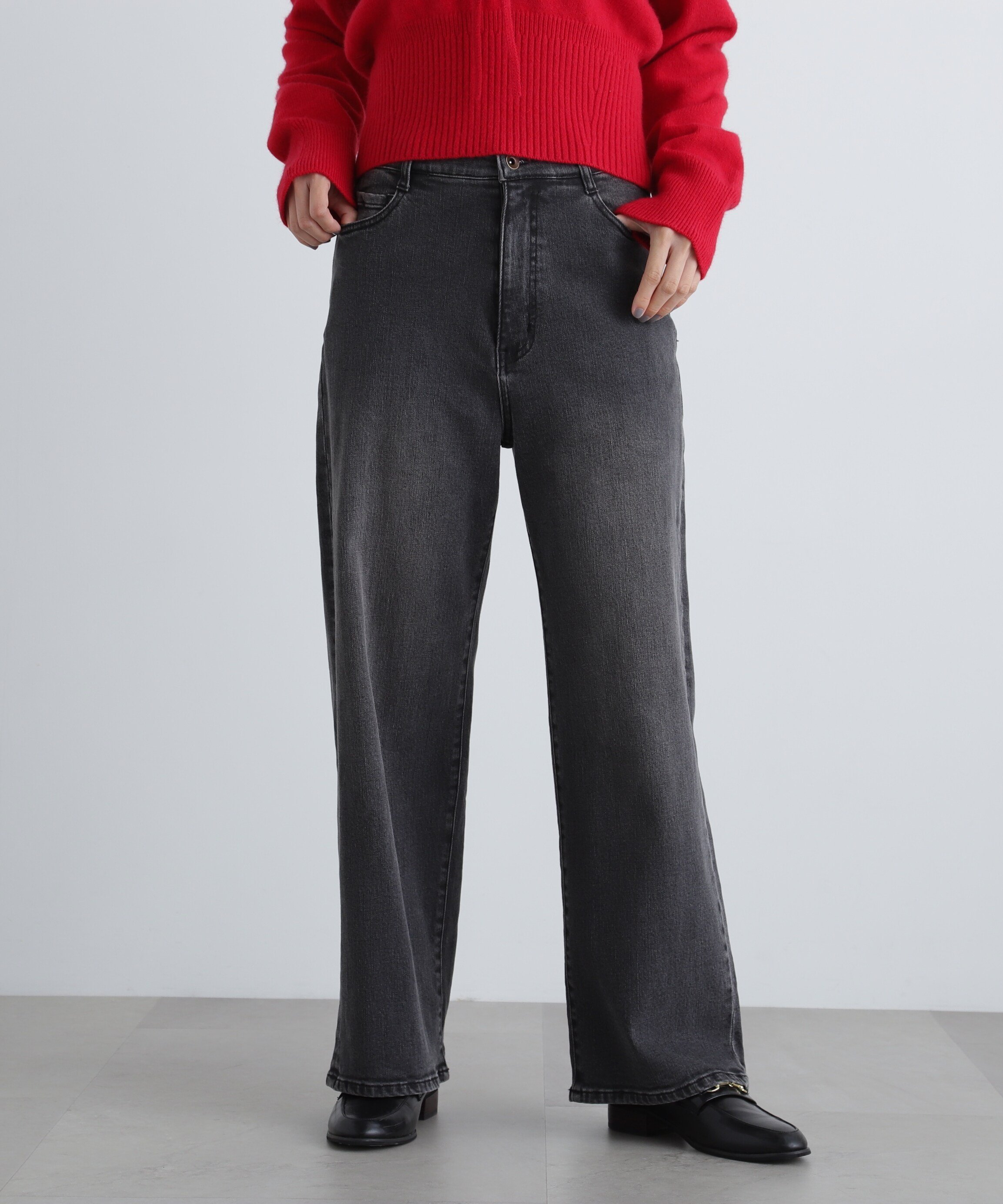 N. Natural Beauty Basic 5ポケットワイドデニムパンツ エヌ ナチュラルビューティーベーシック* パンツ その他のパンツ ネイビー ブラック ブルー