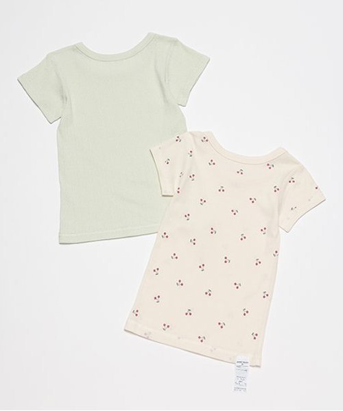 【SALE／30%OFF】petit main 【オーガニック】半袖肌着2P ナルミヤオンライン マタニティウェア・ベビー用品 ベビー肌着・新生児服 ピンク ホワイト グリーン ブルー カーキグリーン