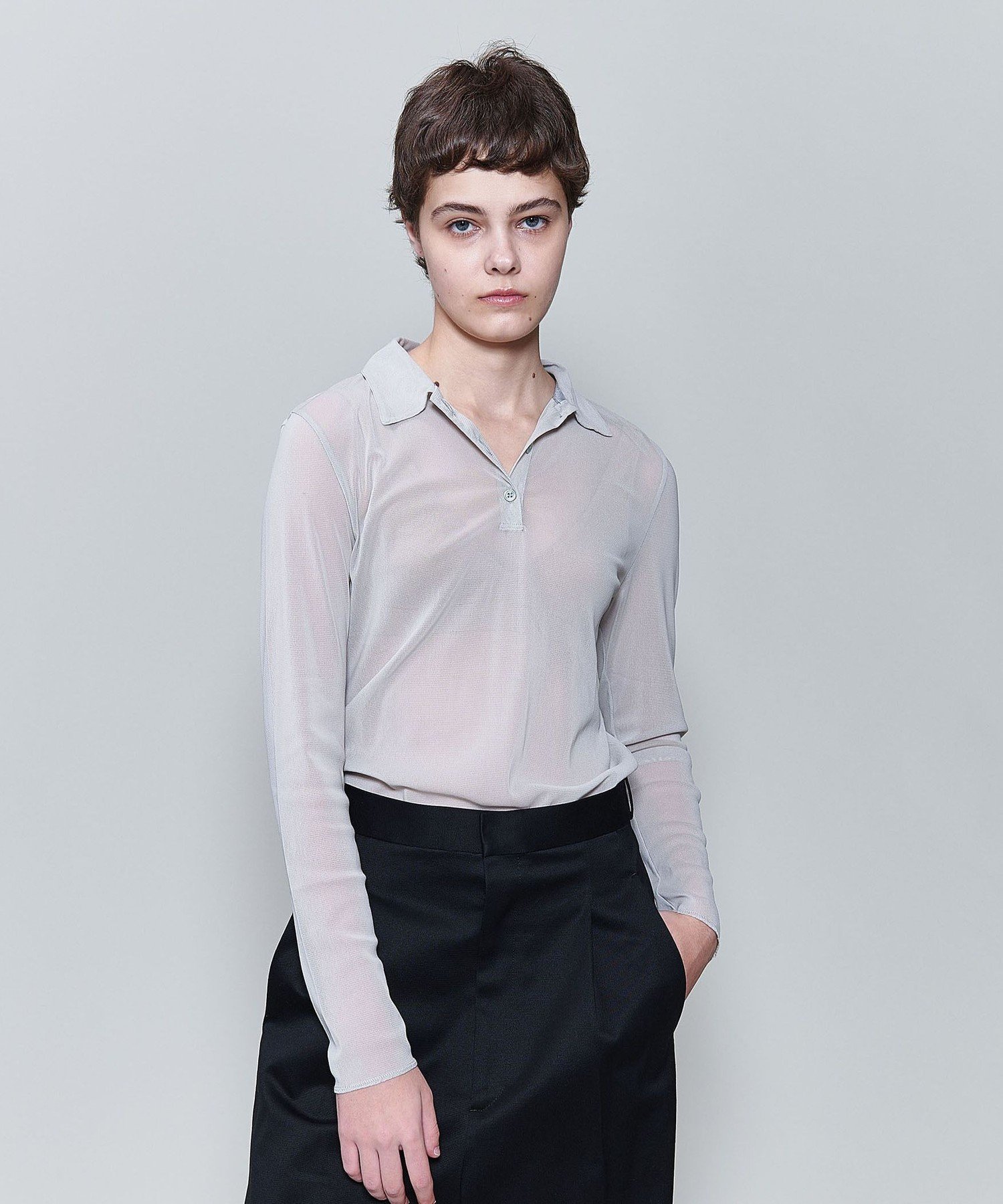 6(ROKU) ＜6(ROKU)＞ナイロン チュール シャツ プルオーバー 25SS ビューティー＆ユース　ユナイテッドアローズ トップス カットソー・Tシャツ グレー ピンク【送料無料】のサムネイル