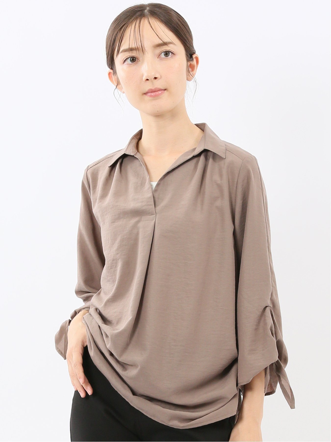 【SALE／20%OFF】m.f.editorial 袖リボンかぶり スキッパーシャツチュニック タカキュー ワンピース・ドレス チュニック オレンジ【送料無料】