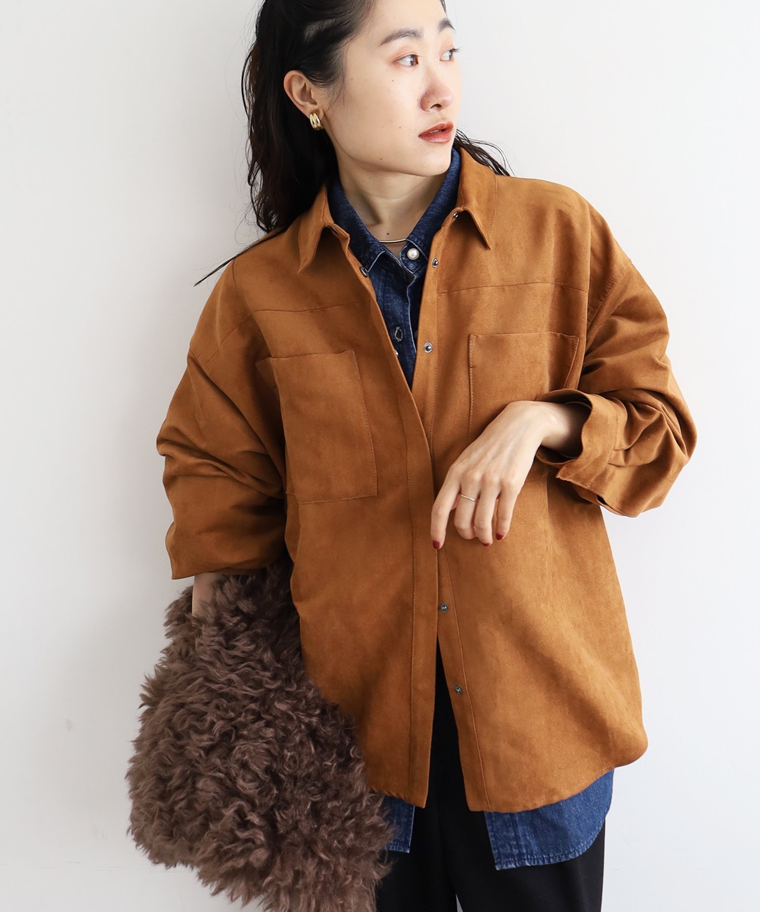 【SALE／40%OFF】le.coeur blanc 合皮ポケットオーバーシャツ ルクールブラン トッ...