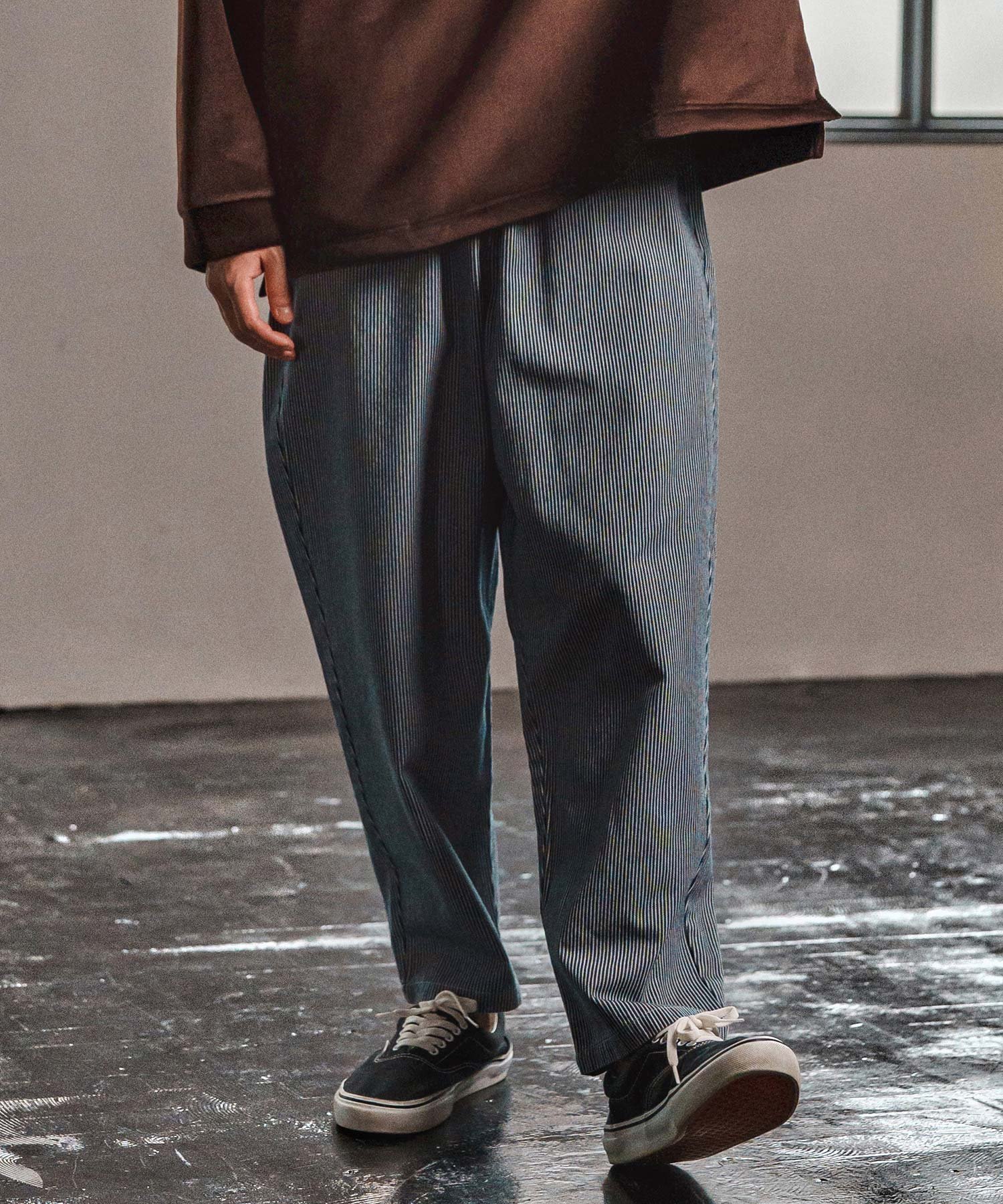 mp13964- Denim Stripe Balloon Pants デニムバルーンパンツ カンビオ パンツ その他のパンツ ネイビー ホワイト