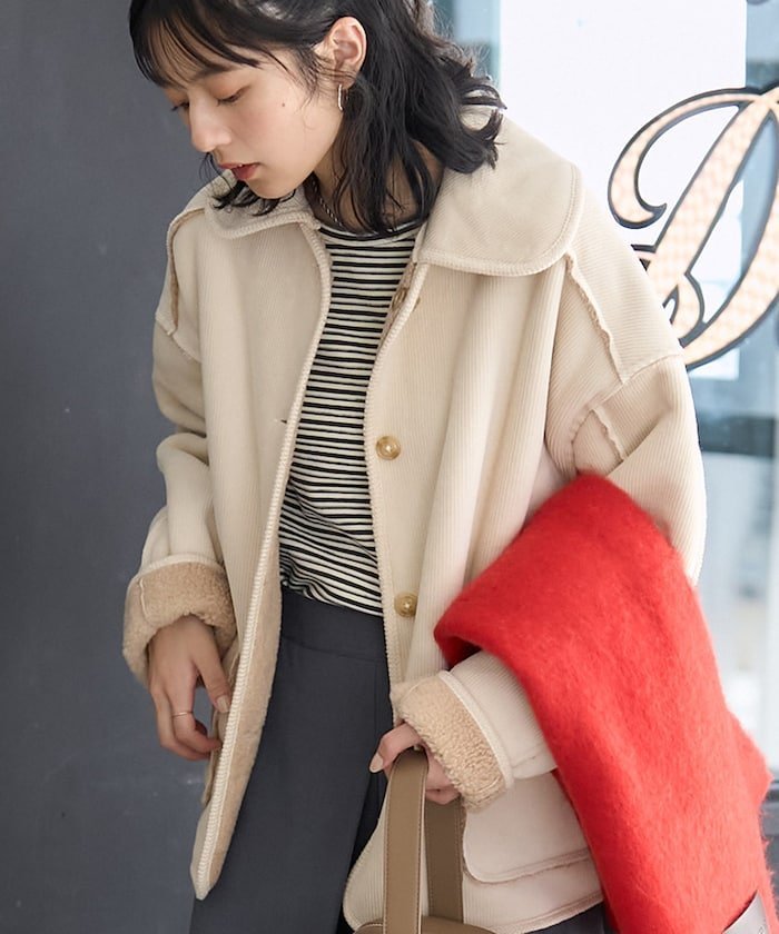 FREAK'S STORE 襟付き リバーシブル コーデュロイボアジャケット 25AW フリークスストア ジャケット・アウター その他のジャケット・アウター ブラウン グレー ベージュ【送料無料】のサムネイル