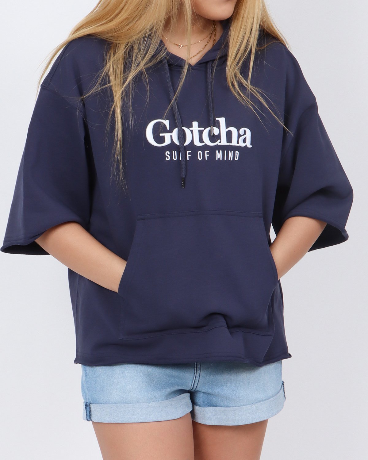 GOTCHA GOTCHA (ガッチャ) ウィメンズ ルーズフィット カットオフ 7分袖 プルパーカー ガッチャ トップス パーカー・フーディー【送料無料】