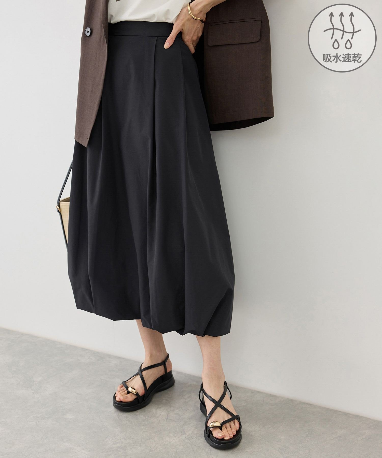 【SALE／40%OFF】ROPE' PICNIC 【ちゃんと+かわいい保証】バルーンスカート/吸水速乾・リンクコーデ ロペピクニック スカート その他のスカート ホワイト ブラック ブラウン【送料無料】