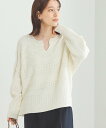 BEAMS HEART WOMEN BEAMS HEART / キーネック 変わり編みプルオーバー ビームス ハート トップス ニット ホワイト ブルー ブラウン【送料無料】