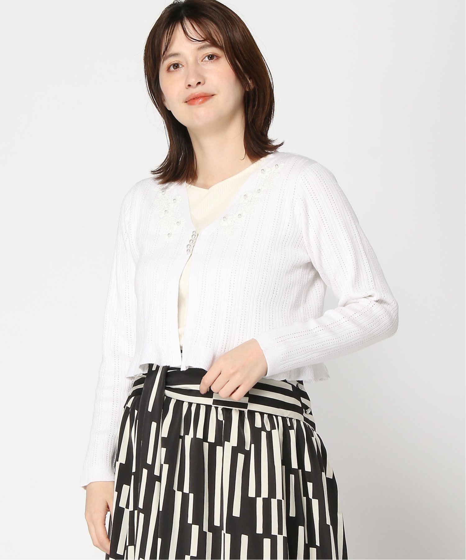 Dear Princess Dear Princess/シルク混ニット ボレロカーディガン ディアプリンセス　オンラインショップ トップス カーディガン ホワイト ネイビー グリーン【送料無料】のサムネイル