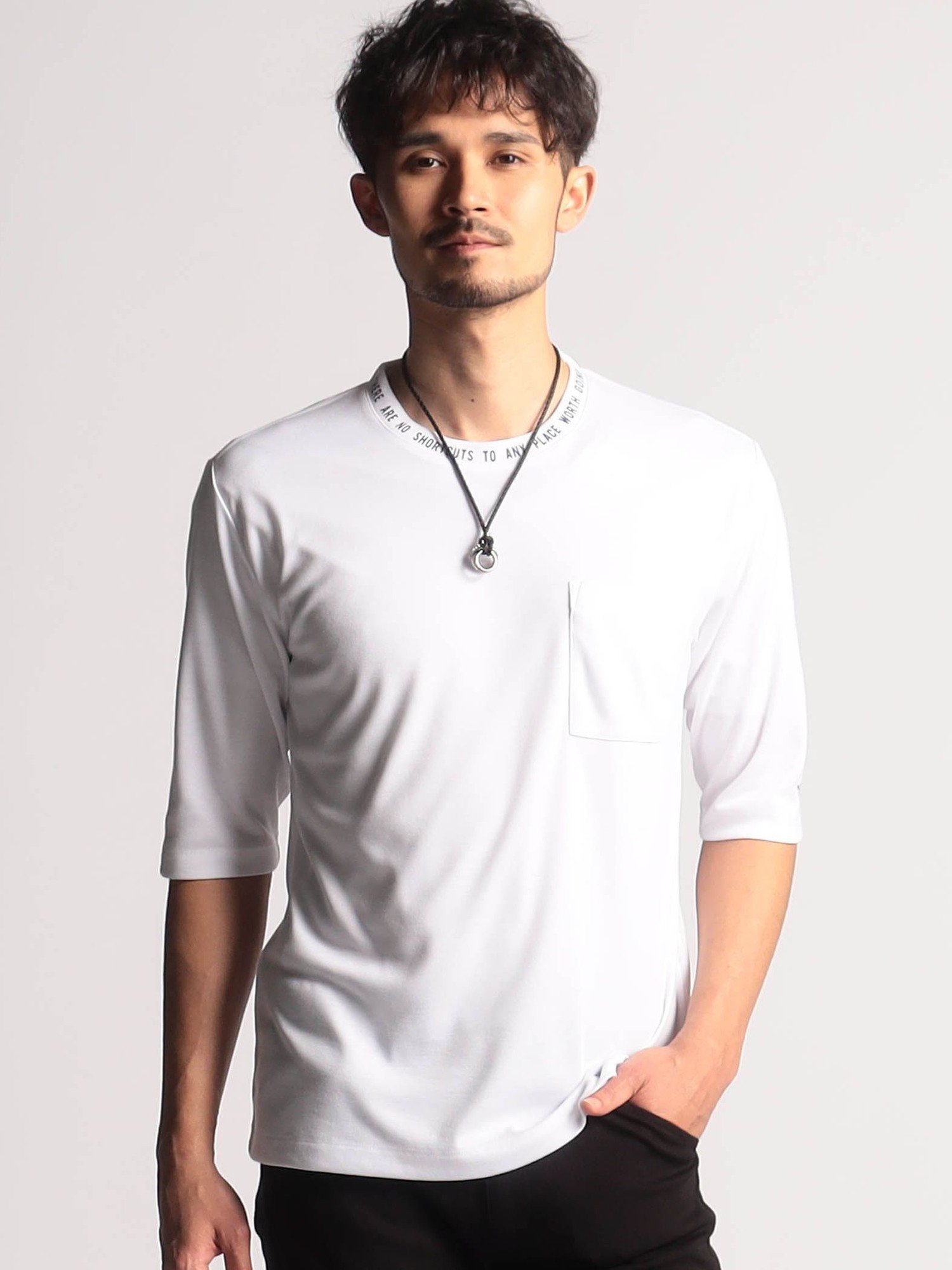 NICOLE CLUB FOR MEN ロゴプリントポケット半袖Tシャツ ニコル トップス カットソー・Tシャツ ホワイト オレンジ ベージュ ブラック【送料無料】